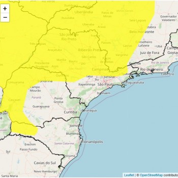 Alerta amarelo emitido pelo INMET